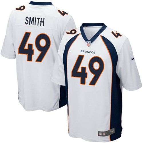 Men Denver Broncos #49 Dennis Smith Nike White Game Retired Player NFL Jersey